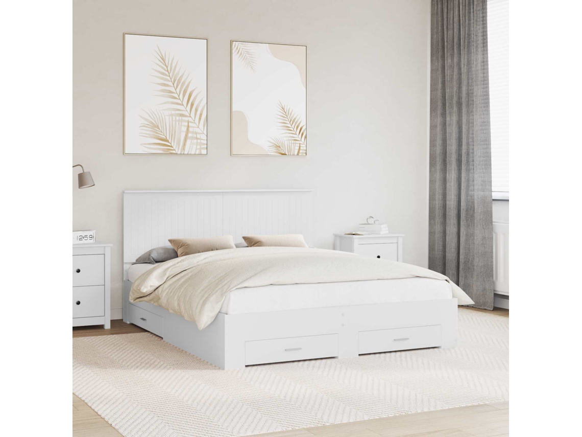 Vidaxl Estrutura da Cama Branco 160 X 200 Cm Madeira Processada