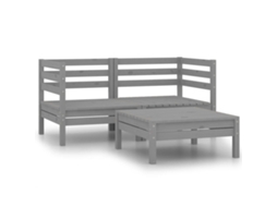 3 Pcs Conjunto Lounge de Jardim Pinho Maciço Cinzento MAISON EXCLUSIVE