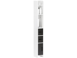 Coluna para banheiro com 3 prateleiras e 3 armários em madeira 15x17x120 cm branco e preto BTFORUS