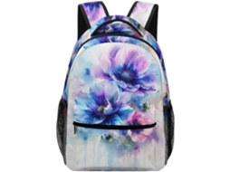 Mochila Escolar Infantil Com Estampa Flores Em Aquarela, Plantas, Ideal Para Viagens E Meninas Meninos