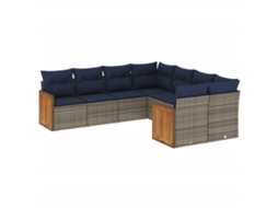 Conjunto de Sofá de Jardim, 8 Peças, Almofadas, Rattan Cinza MAISON EXCLUSIVE