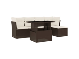 Conjunto de 6 Sofás Jardim com Almofadões Vime Pe Castanho MAISON EXCLUSIVE (80x200 cm)