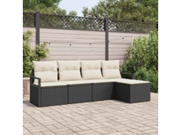 Vidaxl Conjunto De Sofás 5 Pcs Preto Vime Pe