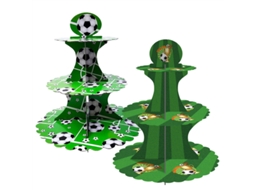 Suporte De Papel Para Bolo Três Andares Com Tema Futebol (2+1) Decoração Festas Aniversário Fãs.