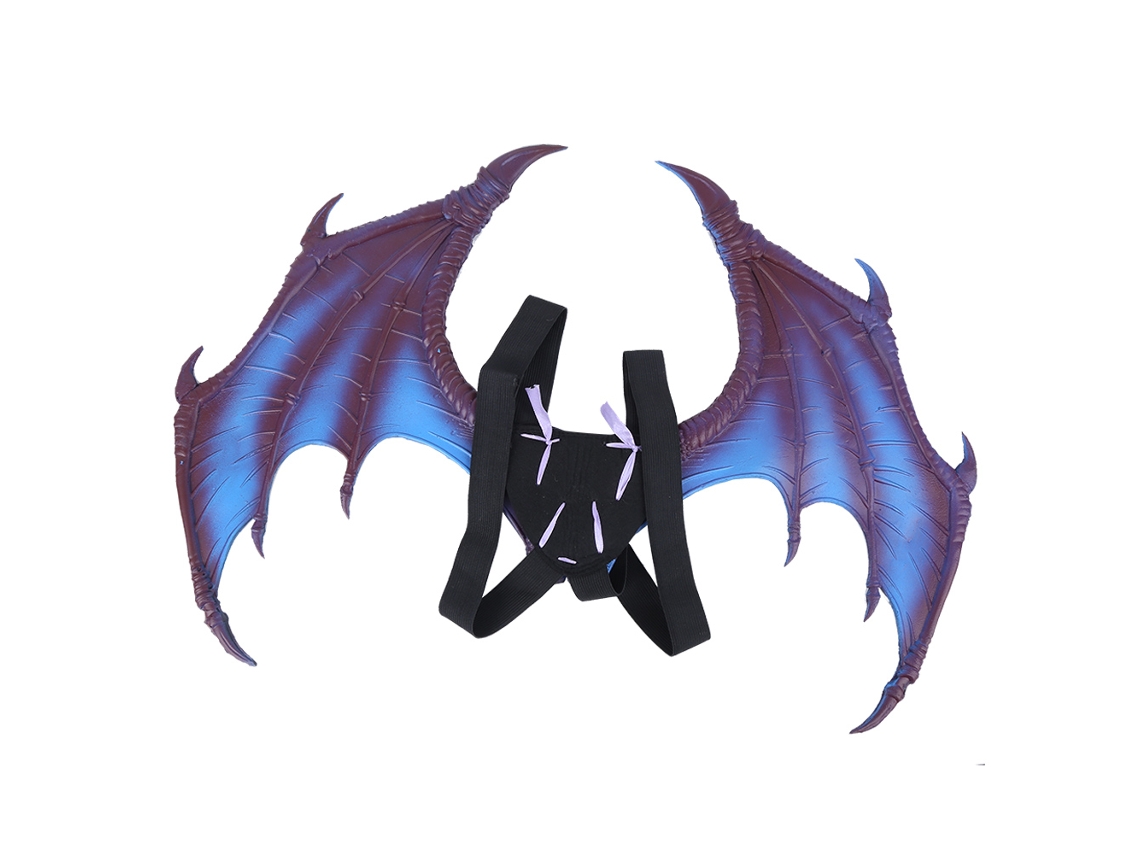 Primerox acessório Asa de Dragão Props Mardi Gras Cosplay para Halloween Azul Roxo Pu Macio Ajustável