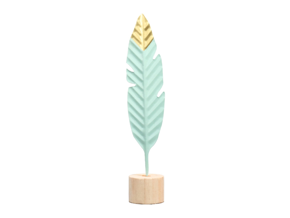 Baok - Ornamento requintado de metal com penas para decoração de mesa em casa, quarto ou sala de estar (24 cm)