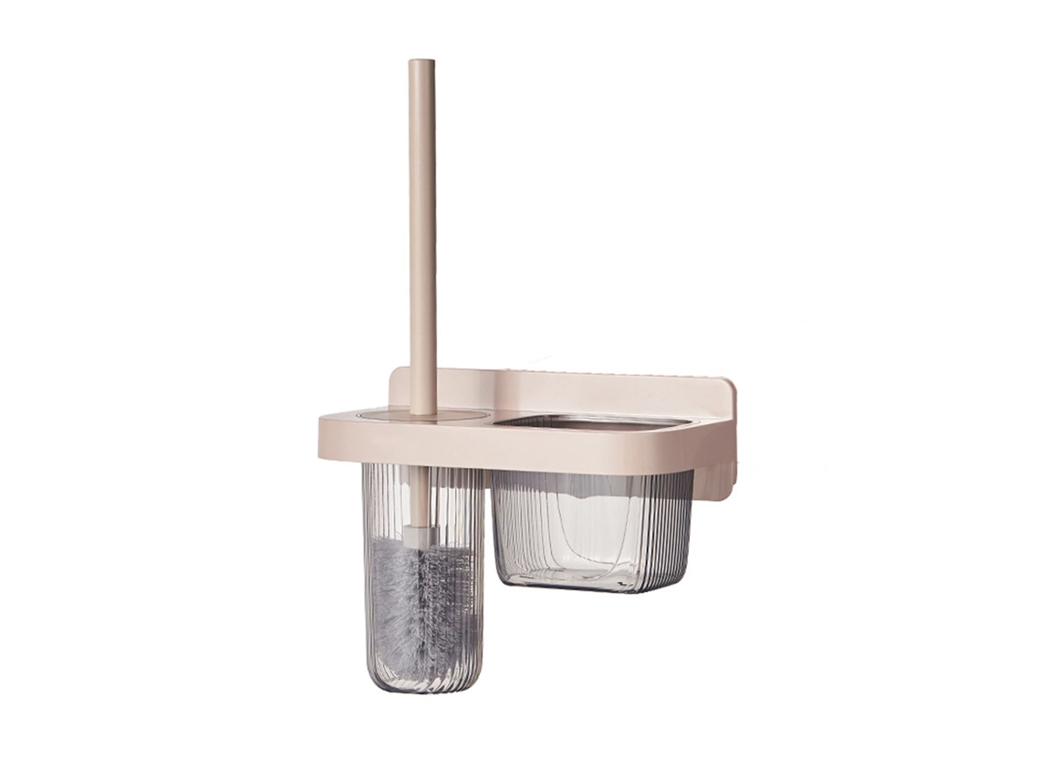 Baok-set De Escova De Vaso Sanitário Com Suporte De Parede, Cabeça Longa Para Limpar Cantos Mortos, Transparente, Plástico