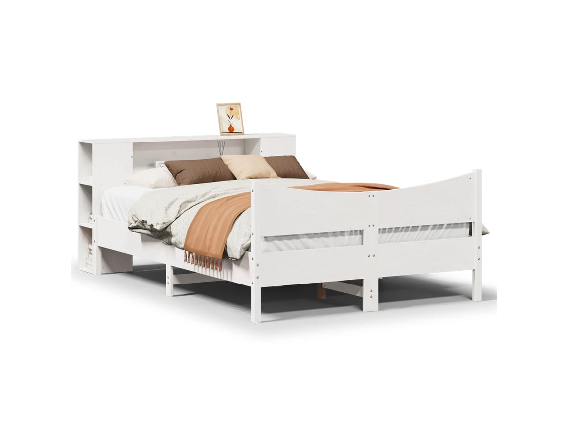 Cama Sem Colchão 160x200 cm Madeira de Pinho Maciça Branco MAISON EXCLUSIVE