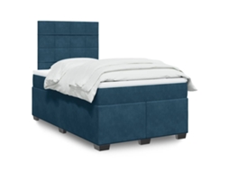 Vidaxl Cama Boxspring Com Colchão 120x200 Cm Veludo Azul