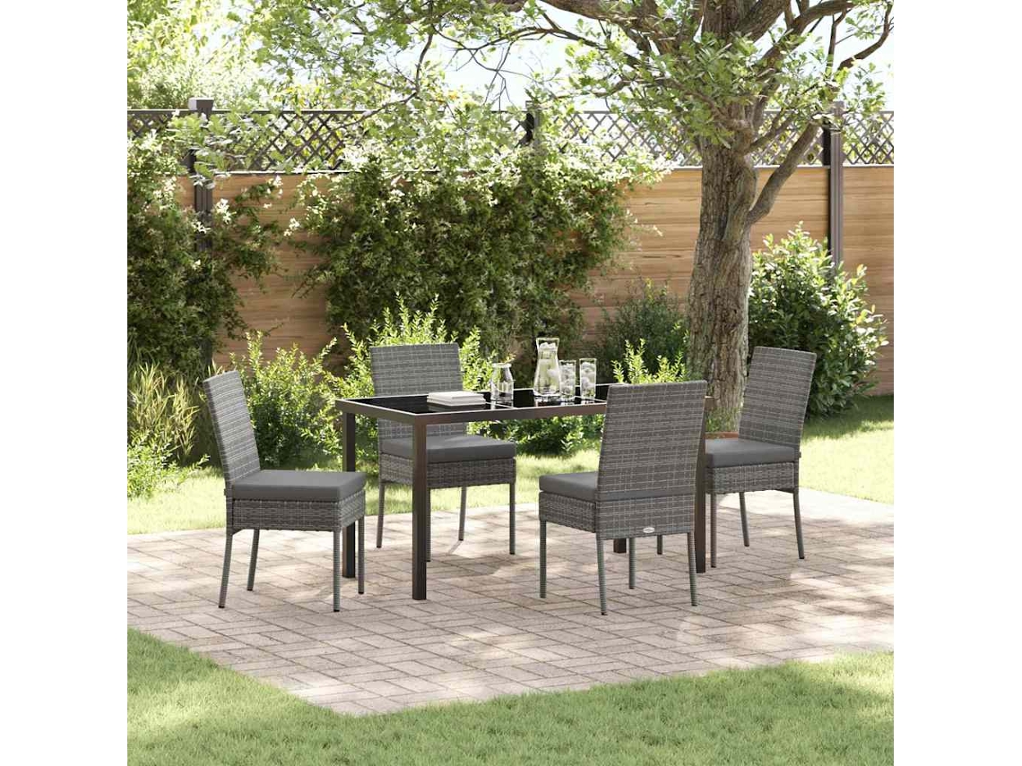 Vidaxl Conjunto De Jantar Para Jardim 5 Pcs Cinzeto Aço Revestido A Pó