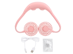 Vantilador Portátil com Massagem de Pescoço Rosa Usb Recarregável