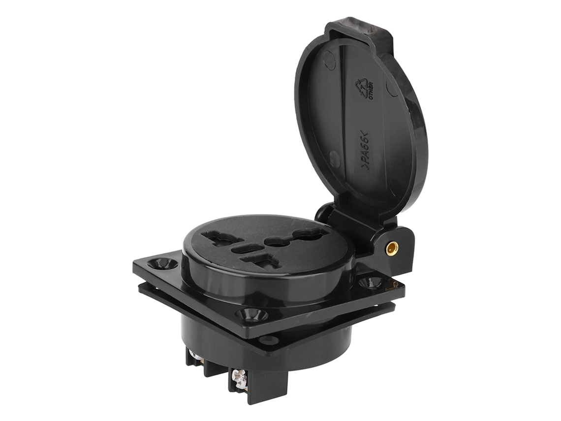 Conector Industrial Universal Impermeável 5 Orifícios 250vca 10a Preto, Multifuncional Para Exteriores