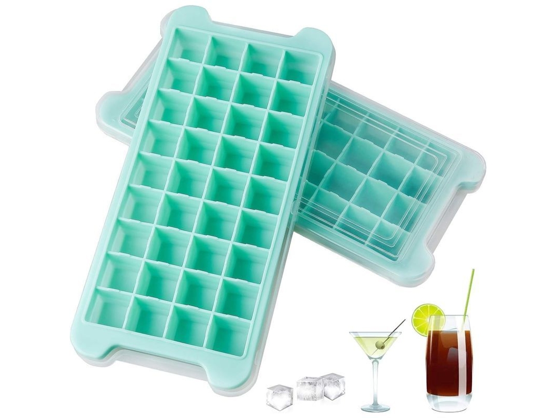2 Moldes De Gelo De Silicone Premium Com Tampa, 72 Cubos De Gelo Flexíveis, Anti-transbordamento