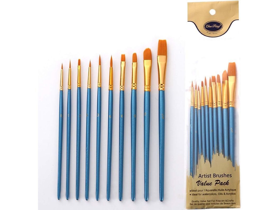 Pincéis de Pintura Acrílica de Nylon S/MARCA, 10pcs, para Água, Óleo, Gouache, Crianças, Artistas