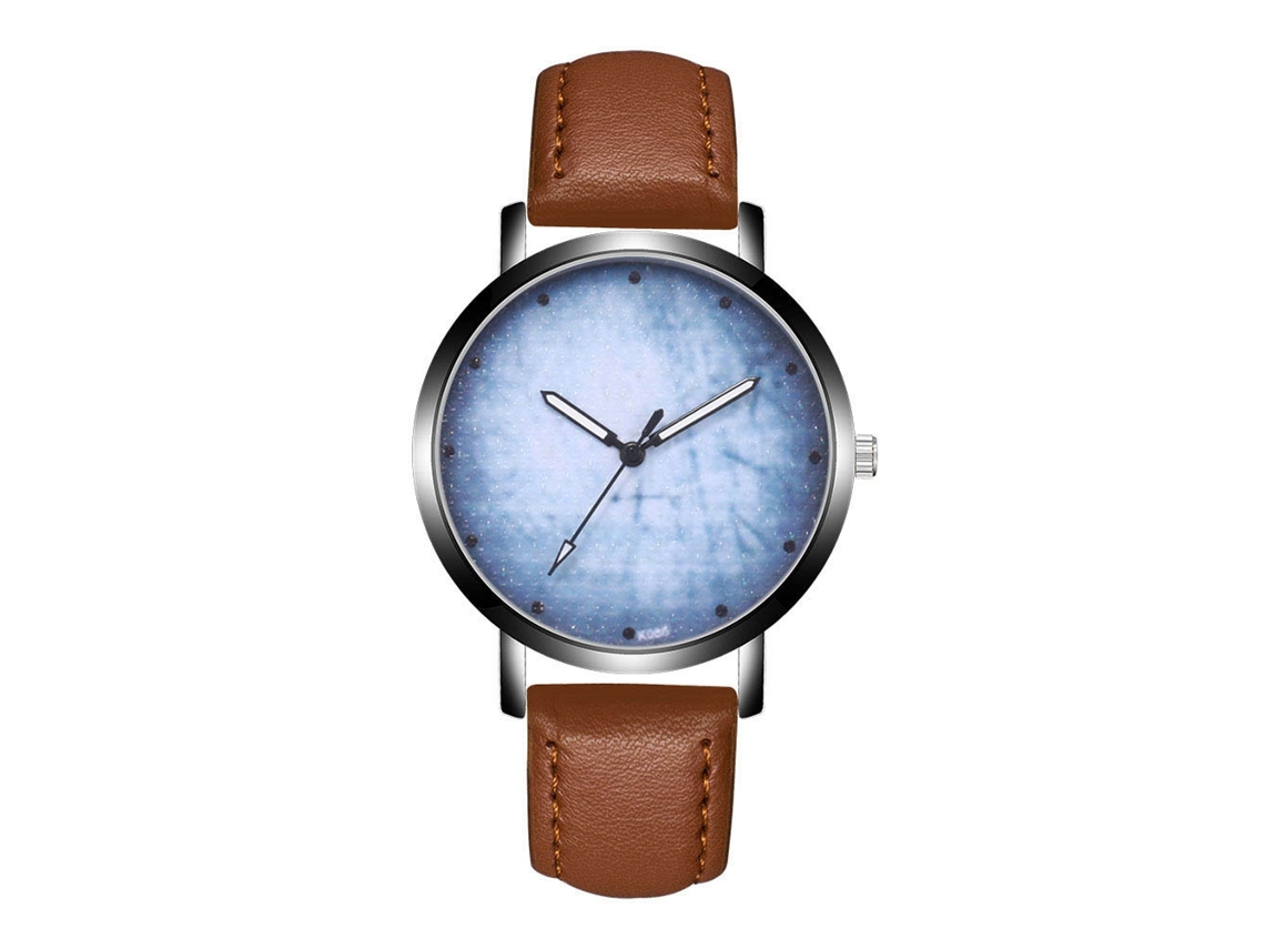 Relógio de pulso masculino analógico de quartzo com pulseira de couro, estilo esportivo e casual.