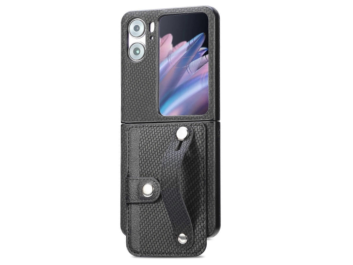 Capa Traseira Para Celular Oppo Find N2 Com Suporte Para Pulso E Carteira Para Cartões.