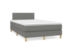 Vidaxl Cama Boxspring Com Colchão 120x190 Cm Tecido Cinzento-escuro