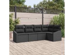 Vidaxl Conjunto De Sofás 5 Unid. Preto Vime Pe