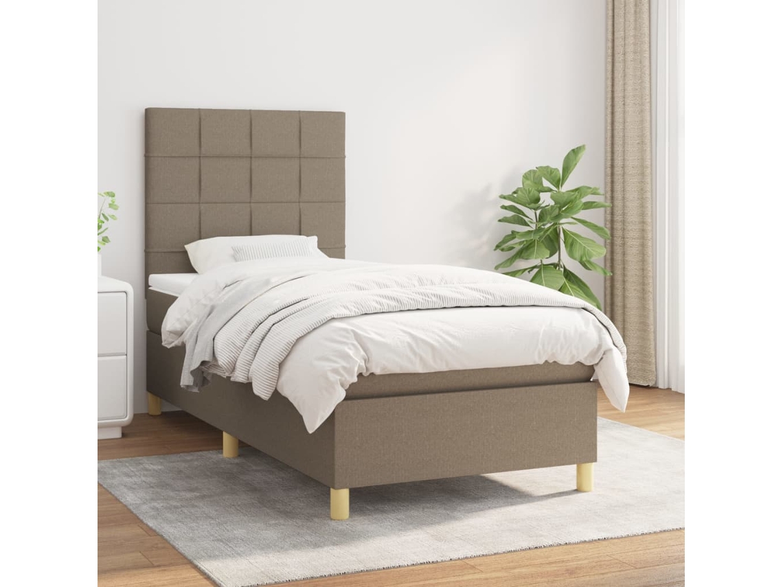 Vidaxl Cama Com Molas/colchão 80x200 Cm Tecido Castanho-acinzentado