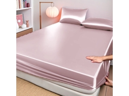 Protetor Colchao Cetim 90x200x30cm S/ Fronha Rosa Claro Siurn