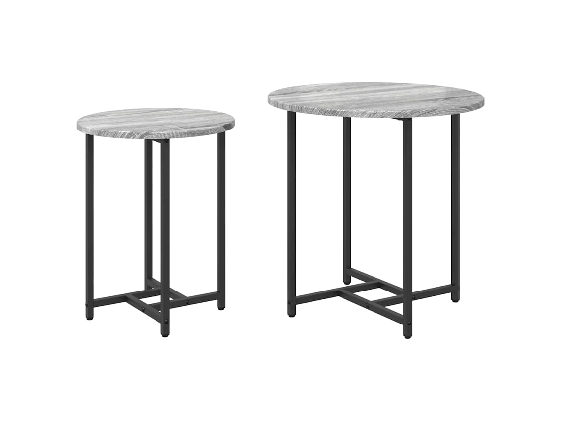 Conjunto de Mesas de Apoio 2 Pcs Sonoma Cinza e Preto MAISON EXCLUSIVE