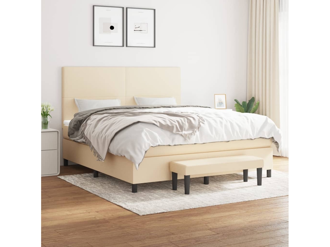 Vidaxl Cama Com Molas/colchão 180x200 Cm Tecido Cor Creme