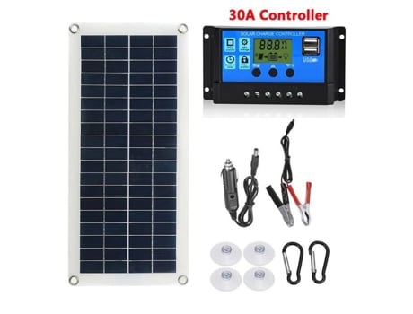Kit Completo de Painel Solar 30W 12Vs Dual Usbs com Controlador 10 60As Células Solares para Carros Y Kit-30A Controlador AUTREMENT