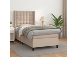 Vidaxl Cama Com Molas/colchão 90x190 Cm Couro Artificial Cappuccino