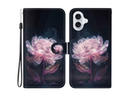 Capa Em Couro Pu Para Apple Iphone 16 Plus - Peónia Roxa