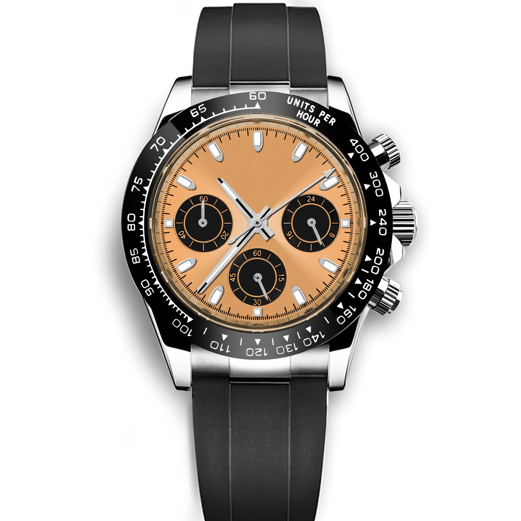 Relógio Masculino De Quartzo De 39 Mm (ouro Rosa), Com Cristal De Safira E Pulseira De Aço Inoxidável, Modelo Esportivo.