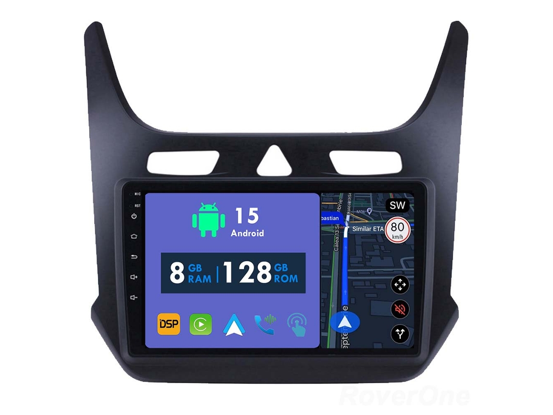 Auto Rádio Carro Bluetooth Autoradio 8GB RAM 128G ROM CarPlay Navegação GPS Ecrã Táctil RoverOne para Chevrolet Cobalt 2 2011-2018  