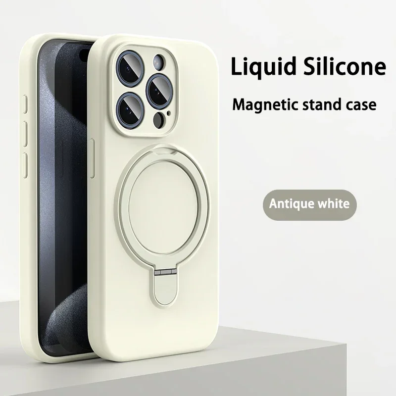 Capa Protetora Magnética De Silicone Líquido (para Iphone 14 Plus Branco), Carregamento Sem Fio, Suporte Invisível.