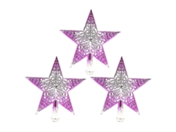 Enfeite De Árvore De Natal Com Estrelas Brilhantes, Gradiente Roxo, 20 Cm, Pacote Com 3 Olysi Shop
