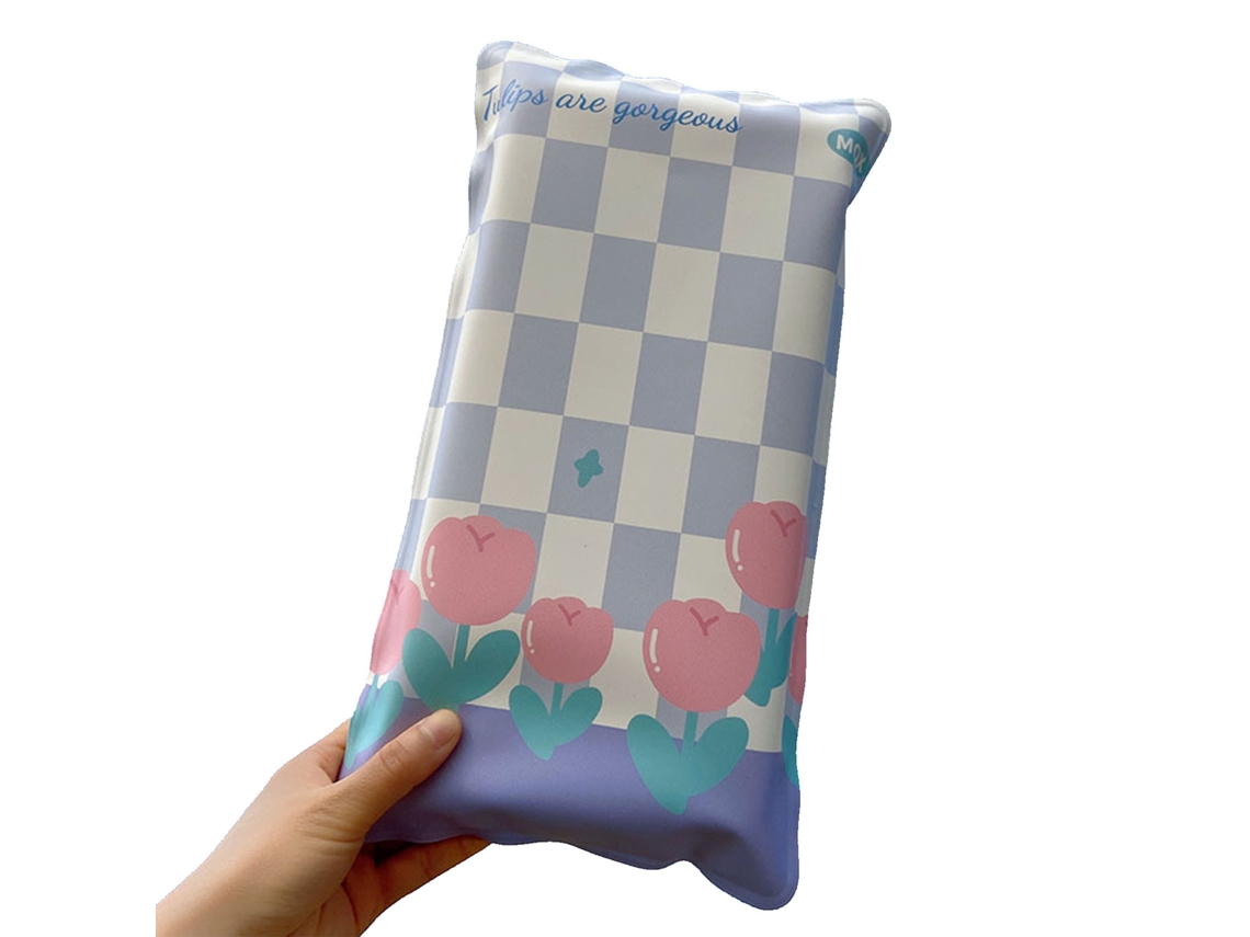 Travesseiro de gelo com enchimento de água, verão, infantil, azul xadrez, tulipas S/MARCA