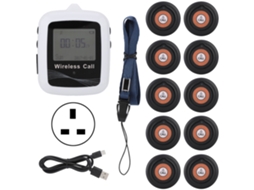 Sistema De Chamada Para Garçons Com Pagers Sem Fio, Com 10 Pagers Para Clientes E Receptor Relógio