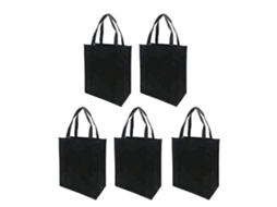 5pcs Tecidos Não Tecidos Saco de Compras Bolsa Dobrável Bolsa Dobrável para Compras Ao Ar Livre GOKOCO (preto, 30x25x10cm)