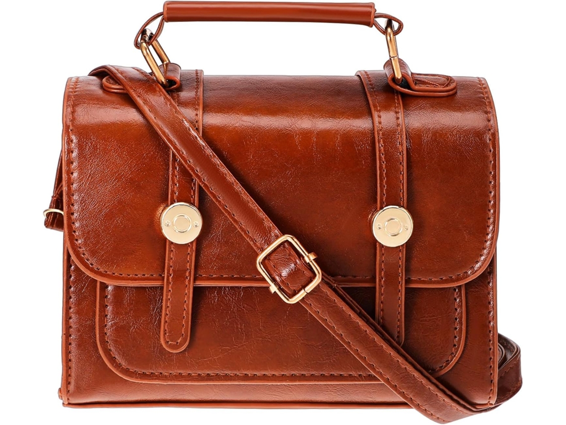 Bolsa De Ombro Vintage Marrom Ciieeo Para Mulheres, Em Couro Pu Resistente Com Alça E Interior.