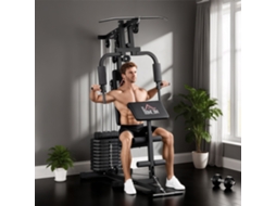Máquina De Musculação Com 45 Kg De Pesos Ajustáveis, Polia Para Peitoral E Leg Press, 135x103x210 Cm, Na Cor Preta