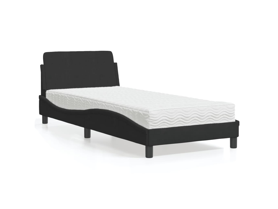 Vidaxl Cama com Colchão Dover 90x200 Cm Veludo Preto