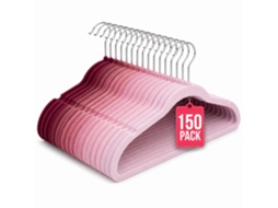 Cabides de Veludo Antiderrapantes Pack 150 Tons Rosa com gancho 360° COM-FORT HOUSE
