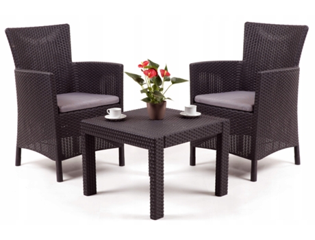 Keter Juego De Muebles De Jardín Juego De Mesa Y Sillas Terraza Balcón Jardín 3 Piezas Kadax