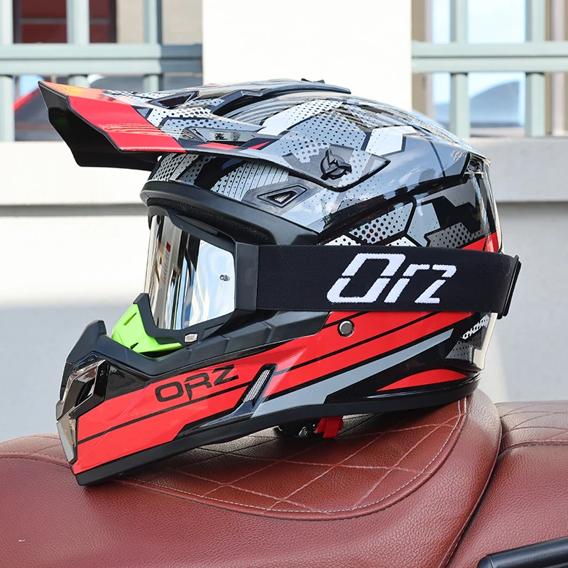 Capacete De Motocross (xxl) Com Viseira, Certificado Dot, Casco Em Abs, Resistente A Impactos.