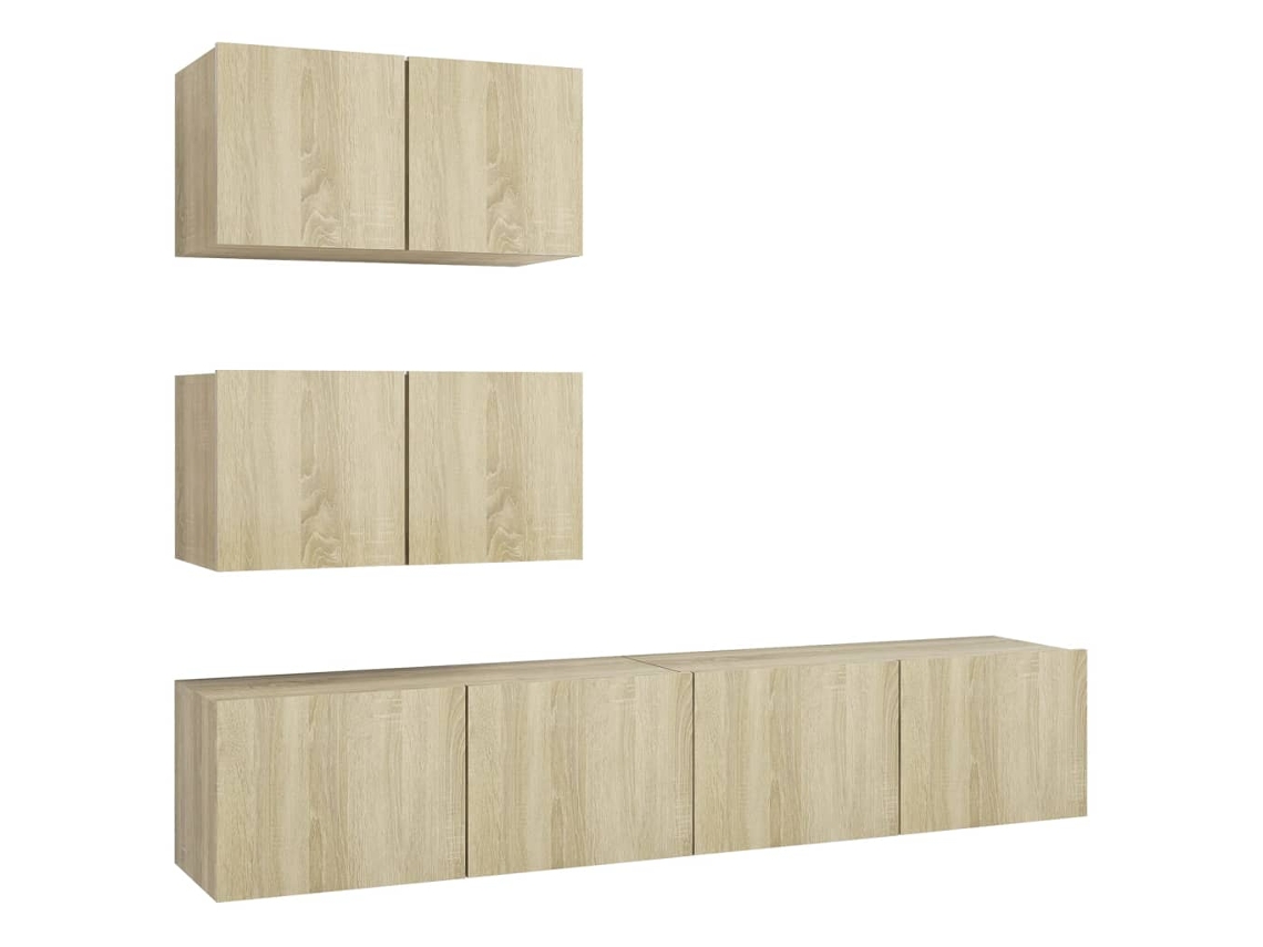 Tv Cabinet Set, Tv Cabinet Sets Vidaxl Marrom Madeira Processada (n/a)