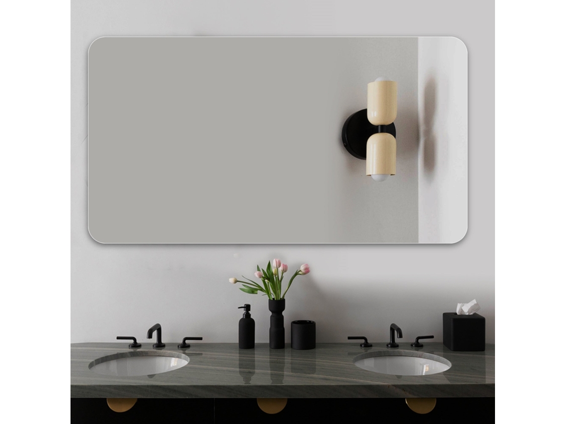 Espelho de Casa de Banho 70x90 Cm Montagem na Parede, Moderno, Prateado NOVELA