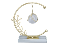 Decoração Mesa Bola Cristal com Folha Metal