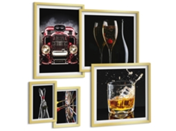 Conjunto De Pinturas Temas Estilosos Carros Retro Drinks Espelharte (5 Peças)