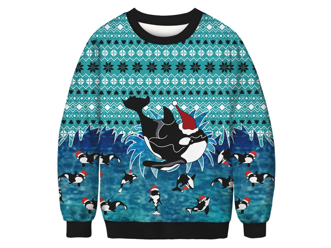 Roupas de Natal com Decote Redondo Manga Comprida Pulôver Moletom Roupa de Casal 5Xl