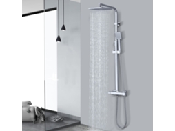 Coluna De Duche Termostática Cromada Sem Furos Adicionais, Misturadora Em Latão, Altura Regulável 855-1105 Mm, Chuveiro 22 Cm, Conjunto De Duche