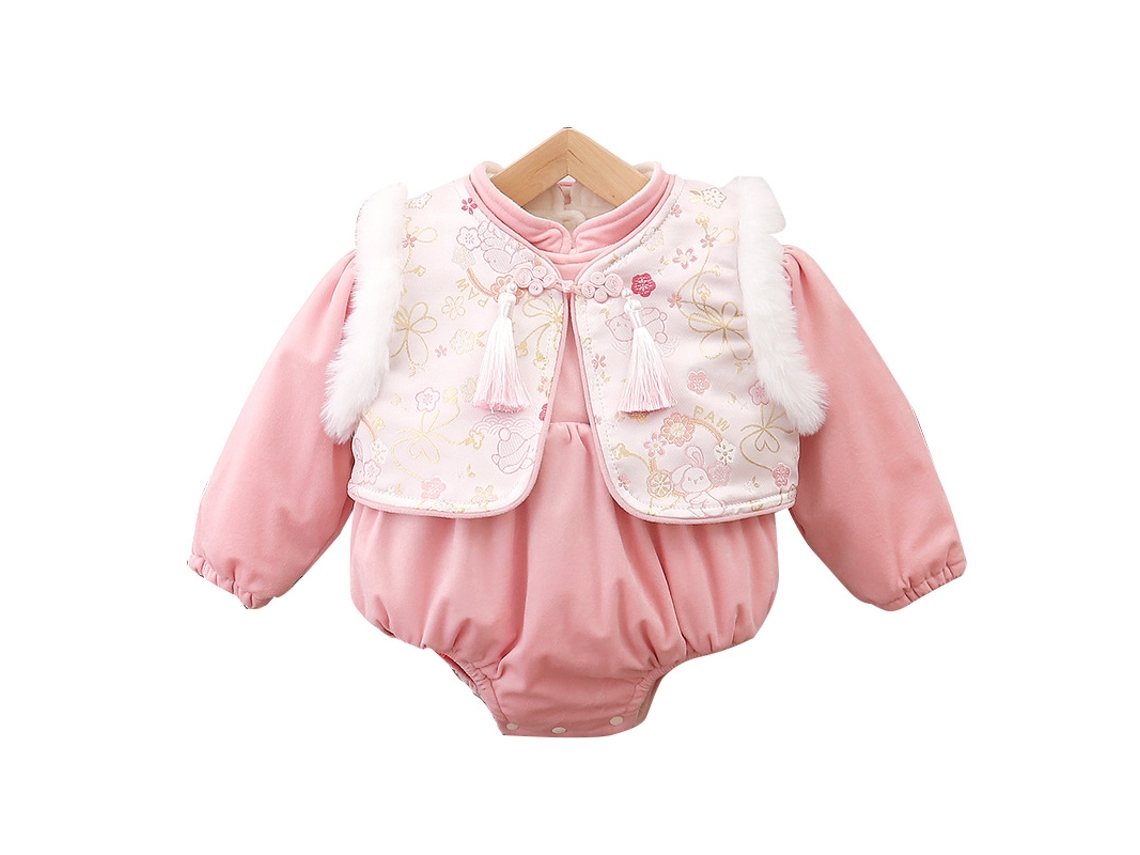 Roupas de Natal Colete de Duas Peças Engrossado Macacão de Inverno Infantil e Macacão Infantil 66 Cm