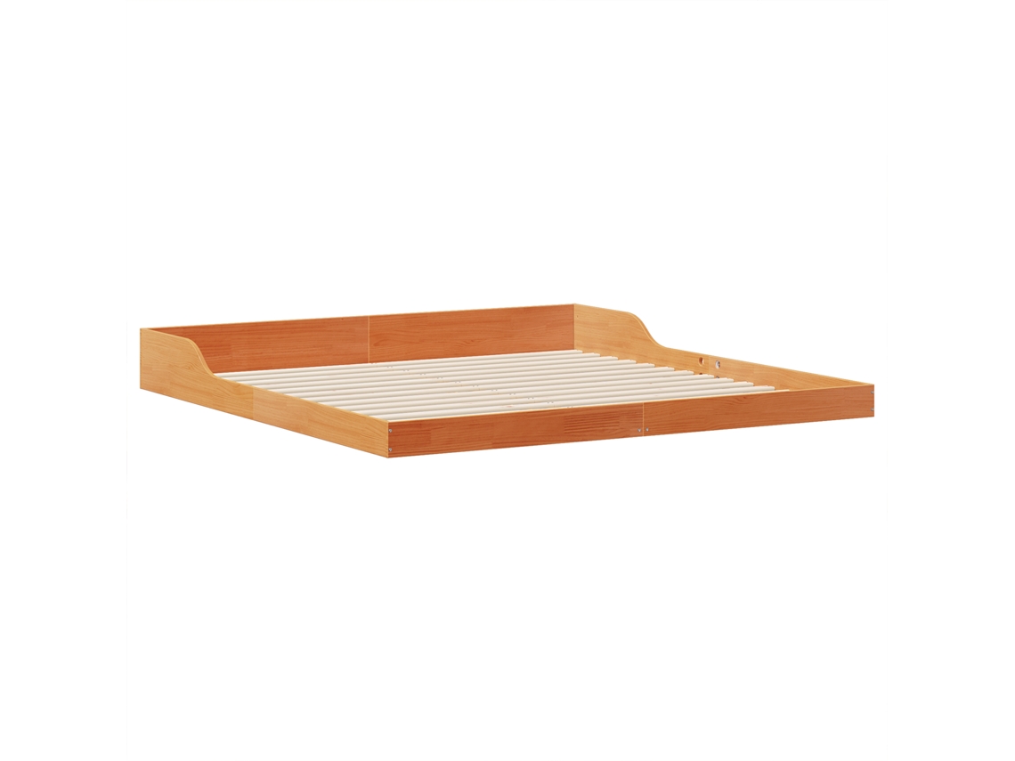 Conjunto 1 Estrado De Cama Plataforma Vidaxl Castanho Madeira De Pinho Maciça (200 X 220 Cm)